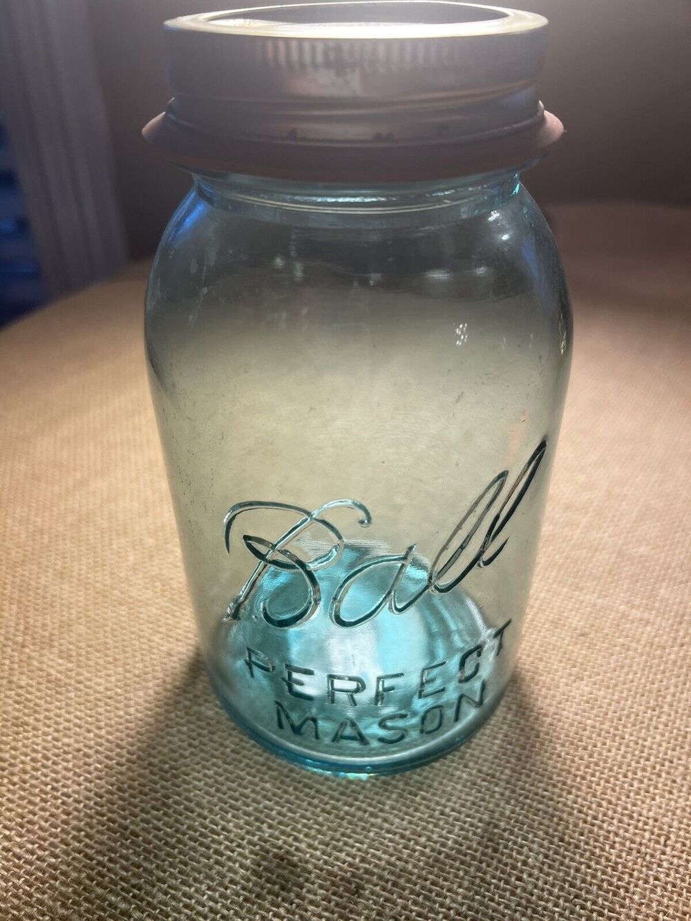 Vintage Blue Ball Perfect Mason Quart Jar #8 Circa 1923-1933
